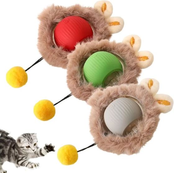 Juguete ratón peludo con pelota en tres colores